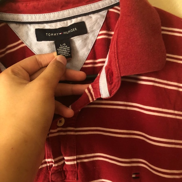 🌸Tommy Hilfiger red striped polo - Picture 2 of 3